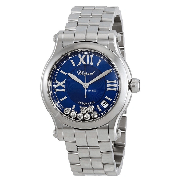 Chopard,Happy Sport 36mm,36mm,Stainless Steel,Blue,Automatic,Day,Sapphire,Crystal Glass,278559,278559-3009