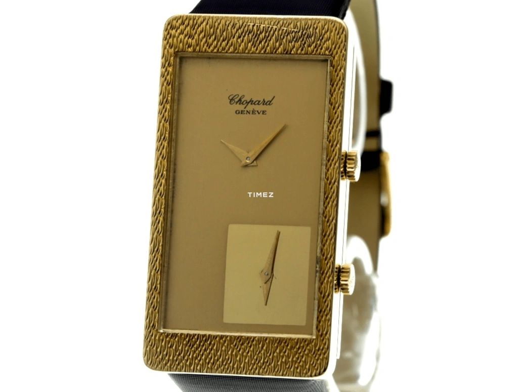 Chopard,Happy Sport 46x24mm,46x24mm,Yellow Gold,Champagne,Handwound,Dule Time,Hardlex,5093,5093/1