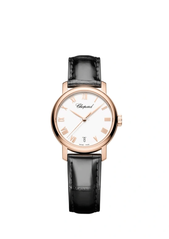 Chopard,Classic 33.50mm,33.50mm,Rose Gold,White,Automatic,Day,Sapphire,Crystal Glass,124200,124200-5001