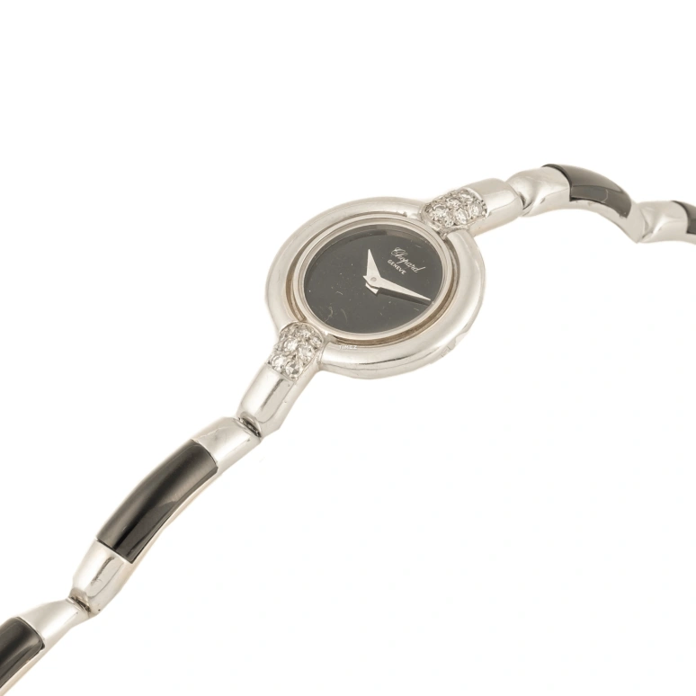 Chopard,L.U.C 23.10mm,23.10mm,White Gold,Black,Handwound,Sapphire,Round,812