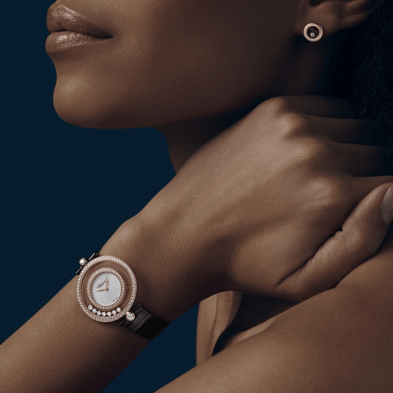 Chopard,Happy Diamonds 32mm,32mm,Rose Gold,White,Quartz,Sapphire,Crystal Glass,Round,209426,209426-5201