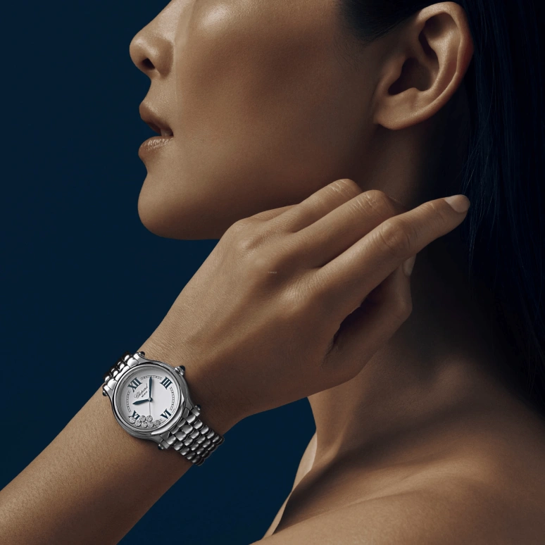 Chopard,Happy Sport 33mm,33mm,Stainless Steel,Blue,Silver,Automatic,42hours,In-house Caliber,278610,278610-3001