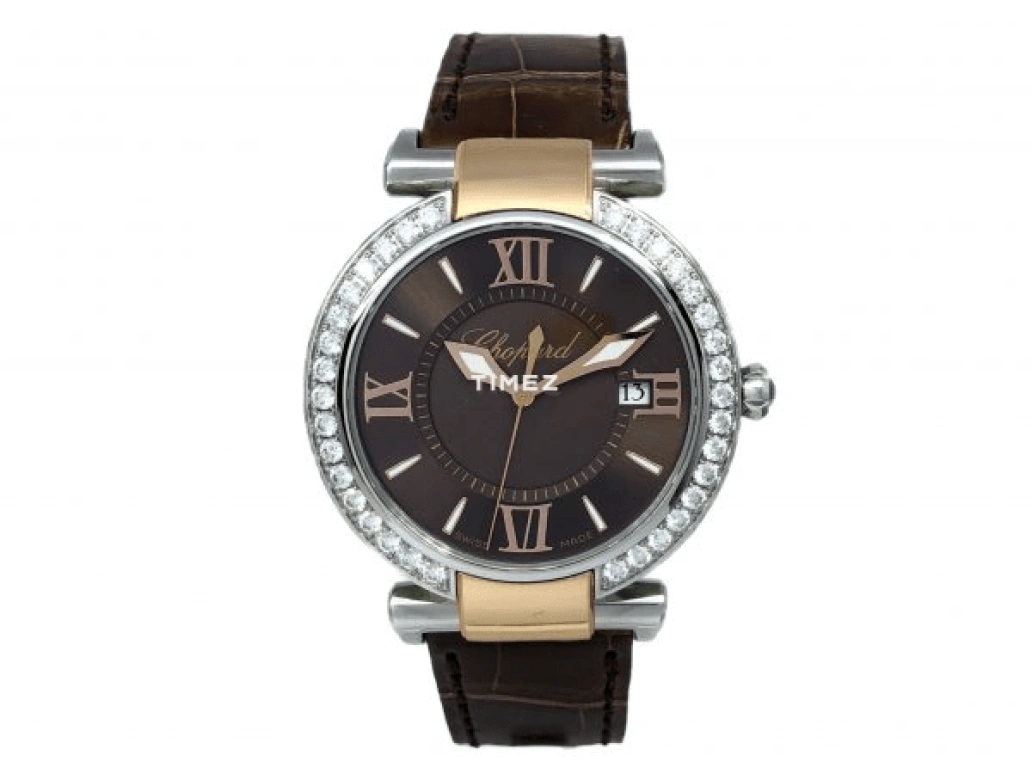 Chopard,IMPERIALE 36mm,36mm,Stainless Steel,Rose Gold,Coffee,Brown,Quartz,Day,Sapphire,388532,388532-6013