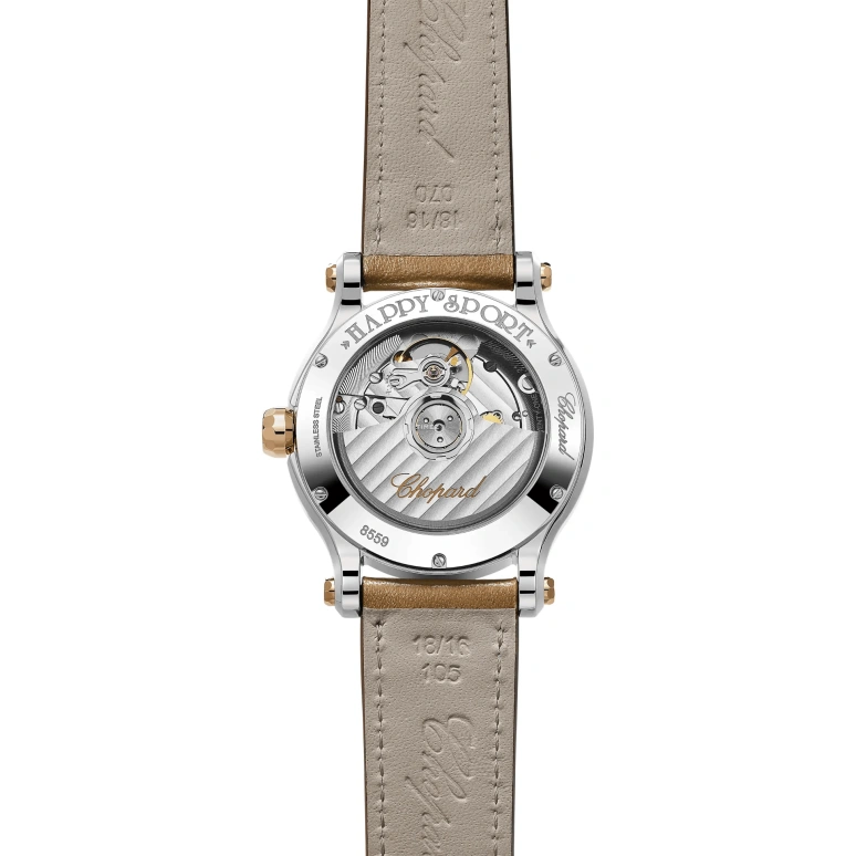Chopard,Happy Sport 36mm,36mm,Stainless Steel,Rose Gold,Green,Automatic,Day,Sapphire,Crystal Glass,278559,278559-6028