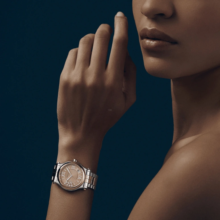 Chopard,Happy Sport 36mm,36mm,Stainless Steel,Rose Gold,Yellow,Sapphire,Crystal Glass,Rose Gold,278559,278559-6019