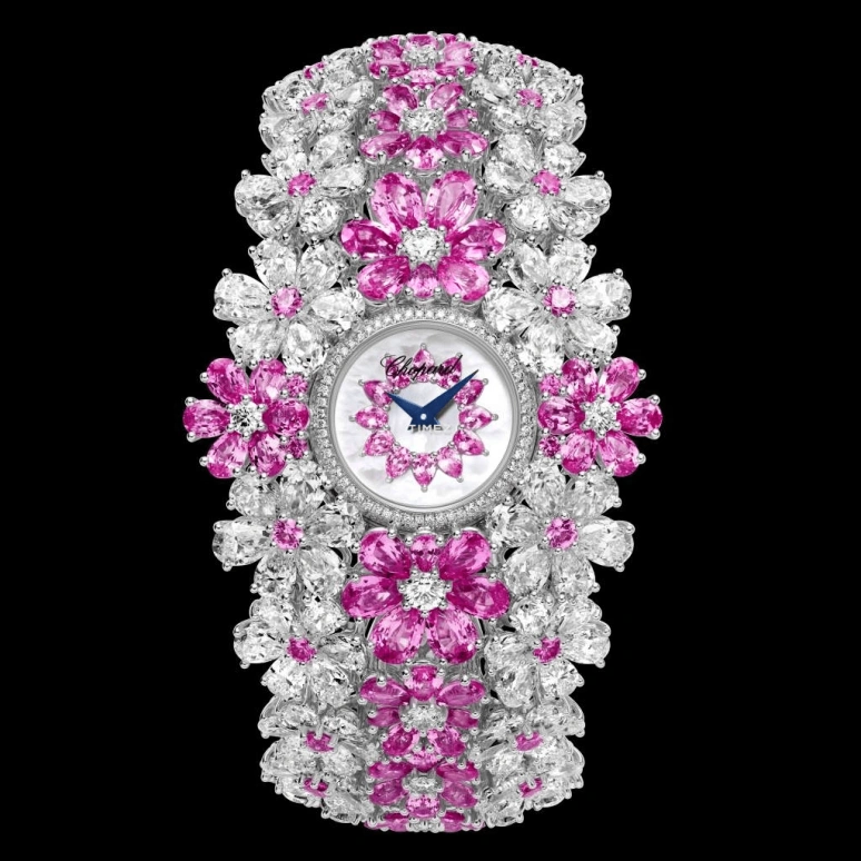 Chopard,High Jewellery 19.60mm,19.60mm,White Gold,White,Pink,Quartz,Sapphire,Other,104056,104056-1001