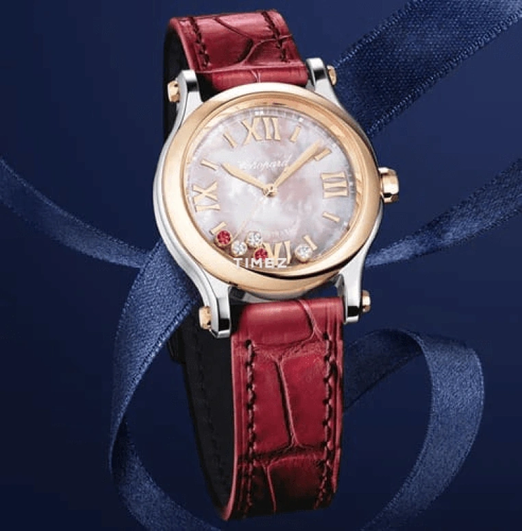 Chopard,Happy Diamonds 30mm,30mm,Stainless Steel,Rose Gold,Pink Red,White,Red,Automatic,Day,42hours,HAPPY SPORT,HAPPY SPORT-DFS