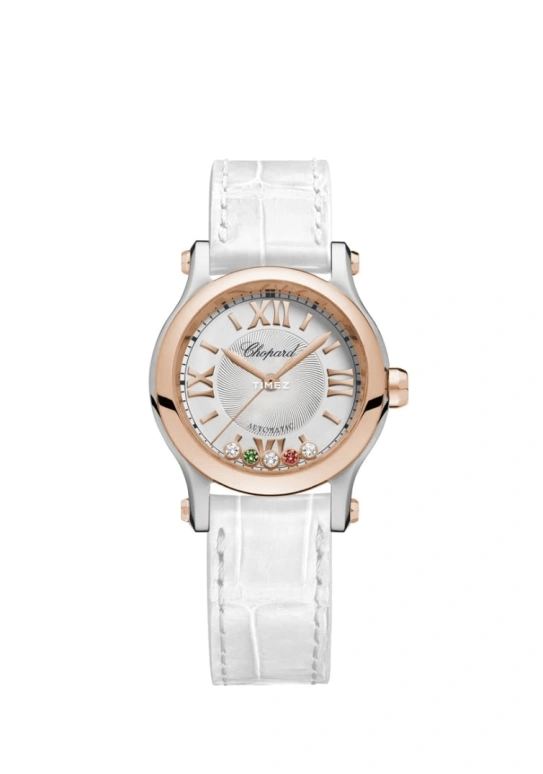 Chopard,Happy Sport 30mm,30mm,Stainless Steel,Rose Gold,Silver,Automatic,Sapphire,Round,278573,278573-6028