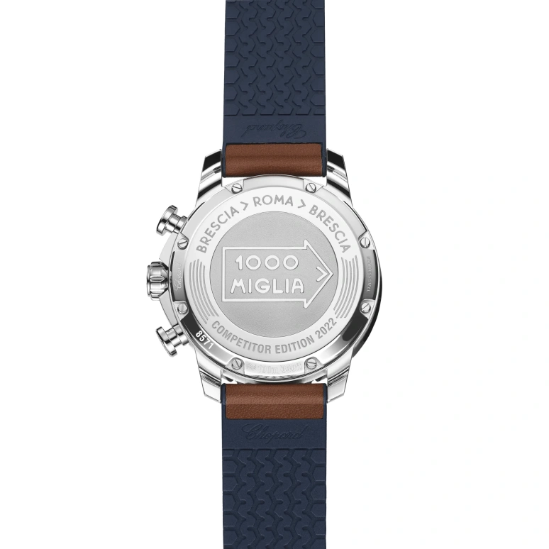 Chopard,Mille Miglia 44mm,44mm,Stainless Steel,Silver,Blue,Red,Sapphire,Crystal Glass,Seconds,168571,168571-3010