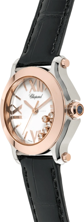 Chopard,Happy Diamonds 30mm,30mm,Stainless Steel,Rose Gold,White,Quartz,Sapphire,Round,278509,278509-6001
