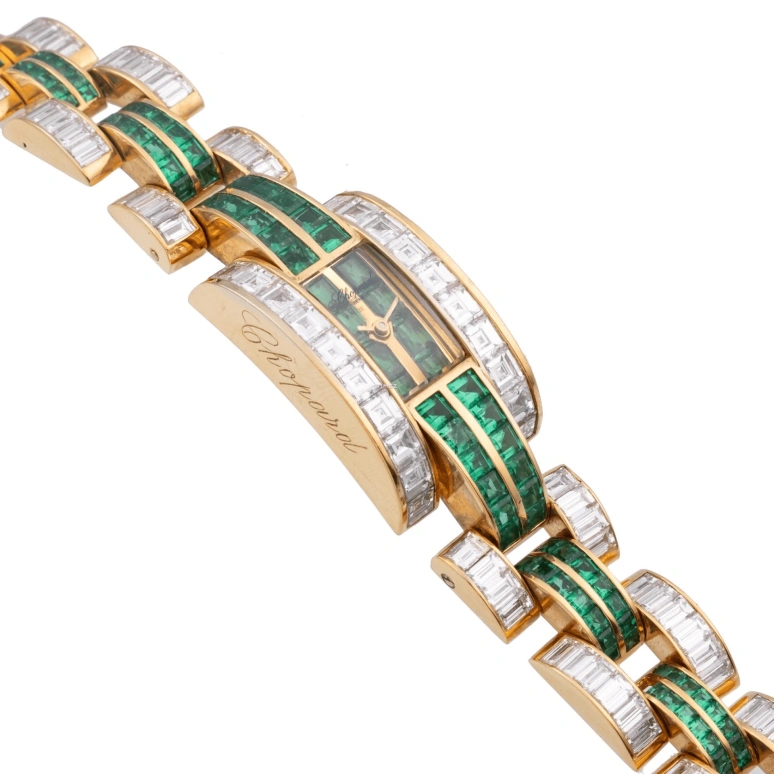 Chopard,La Strada 19mm,19mm,Yellow Gold,Green,Quartz,Rectangular,Gold,433 2,433 2-emerald