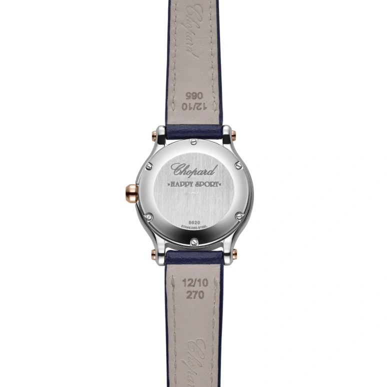 Chopard,Happy Sport 25mm,25mm,Rose Gold,Stainless Steel,Silver,Quartz,Sapphire,Round,278620,278620-6001
