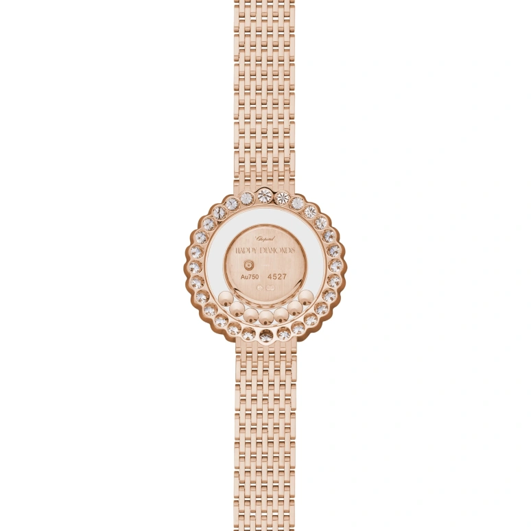 Chopard,Happy Diamonds 30.30mm,30.30mm,Rose Gold,White,Quartz,Sapphire,Crystal Glass,Round,204180,204180-5201