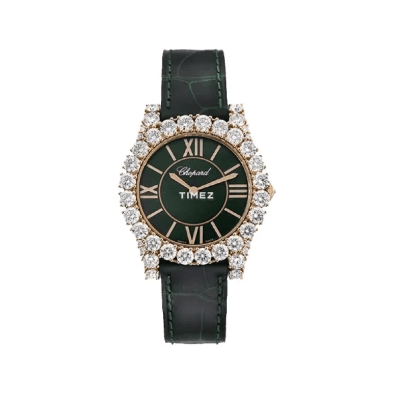 Chopard,L'HEURE DU DIAMANT 35.70mm,35.70mm,Rose Gold,Green,Automatic,Sapphire,Round,139419,139419-5413