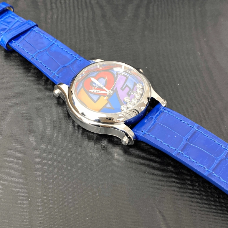 Chopard,Happy Diamonds 36mm,36mm,Stainless Steel,Blue,Automatic,Day,Sapphire,Crystal Glass,278559,278559-3020