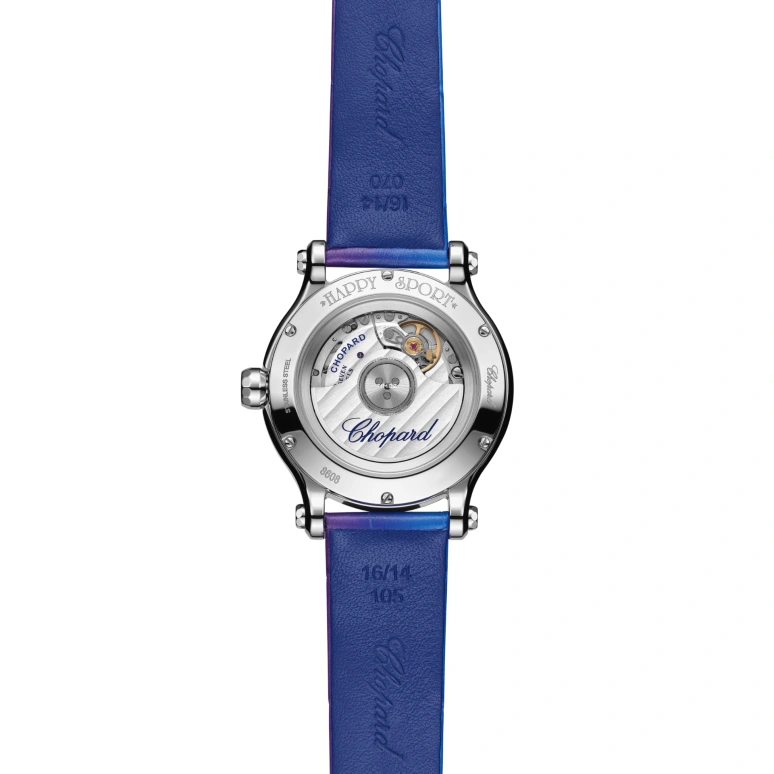 Chopard,Happy Sport 33mm,33mm,Stainless Steel,Blue,Purple,Automatic,42hours,In-house Caliber,278608,278608-3006