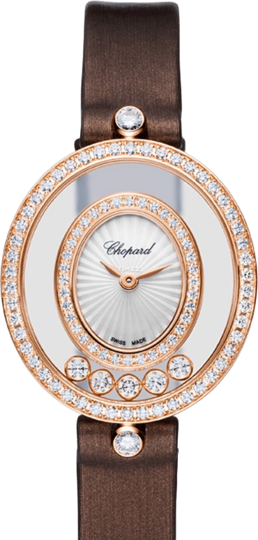 Chopard,Happy Diamonds 28.80x25.80mm,28.80x25.80mm,Rose Gold,Silver White,Sapphire,Crystal Glass,Setting,Diamonds,204292,204292-5201