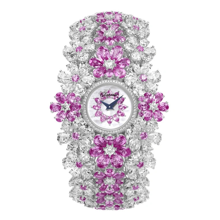 Chopard,High Jewellery 19.60mm,19.60mm,White Gold,White,Pink,Quartz,Sapphire,Other,104056,104056-1001