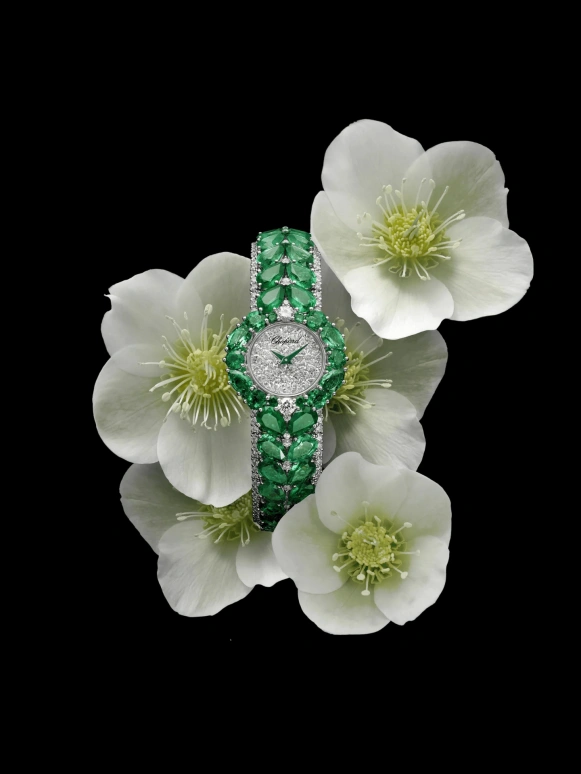 Chopard,High Jewellery 26mm,26mm,White Gold,White,Quartz,Sapphire,Crystal Glass,Round,104322,104322-1003
