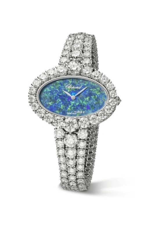 Chopard,L'HEURE DU DIAMANT 39.50x33.40mm,39.50x33.40mm,White Gold,Blue,Green,Quartz,Sapphire,Crystal Glass,Oval,10A375,10A375-1001