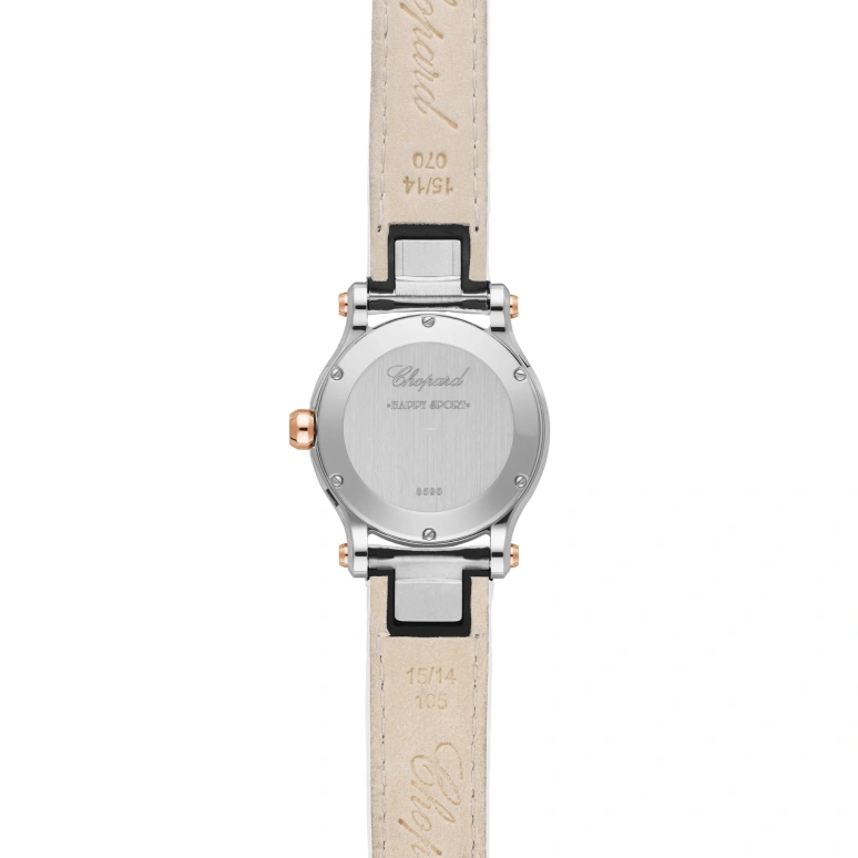 Chopard,Happy Sport 30mm,30mm,Stainless Steel,White,Sapphire,Crystal Glass,Mother of Pearl,278590,278590-6005