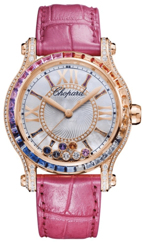 Chopard,Happy Diamonds 36mm,36mm,Rose Gold,White,Automatic,Sapphire,Crystal Glass,Round,274891,274891-5007