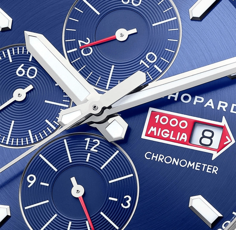 Chopard,Mille Miglia 44mm,44mm,Stainless Steel,Luminous,White,Blue,Red,Automatic,Chronograph,Day,168571,168571-3007