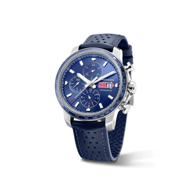 Chopard,Mille Miglia 44mm,44mm,Stainless Steel,Luminous,White,Blue,Red,Automatic,Chronograph,Day,168571,168571-3007