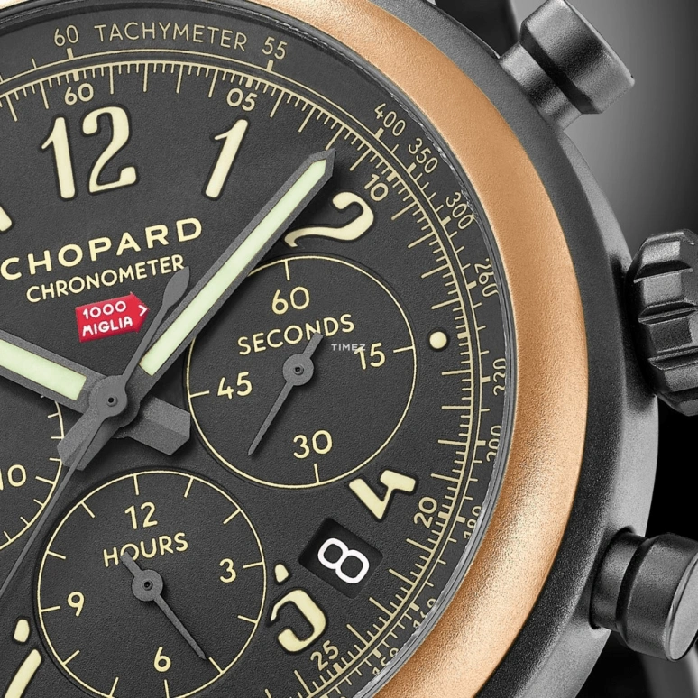 Chopard,Mille Miglia 42mm,42mm,Stainless Steel,Rose Gold,Grey,Automatic,Chronograph,Day,168589,168589-6002