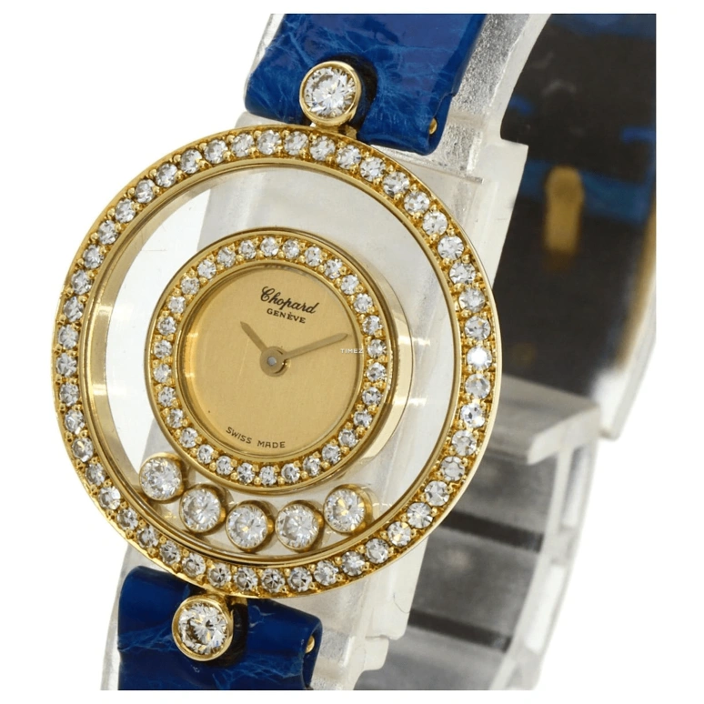 Chopard,Happy Diamonds 24mm,24mm,Yellow Gold,Champagne,Quartz,Sapphire,Round,20,20/3957 Gold