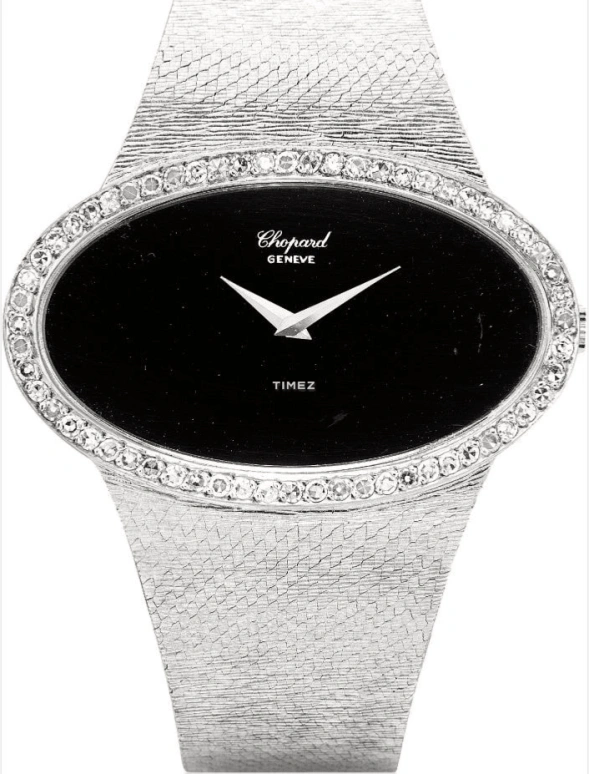 Chopard,Ladies' 42mm,42mm,White Gold,Black,Quartz,Sapphire,Oval,5038