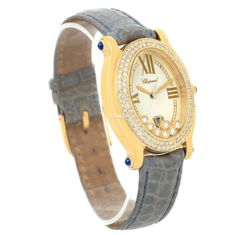 Chopard,Ladies' 30x35mm,30x35mm,Yellow Gold,Silver White,Quartz,Day,Sapphire,Crystal Glass,27,27/7012-23