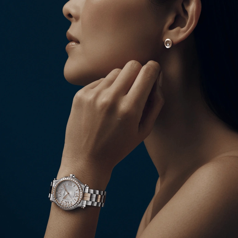 Chopard,Happy Sport 33mm,33mm,Stainless Steel,Ocean Blue,Silver,Blue,Gold,Automatic,42hours,In-house Caliber,278608,278608-6004