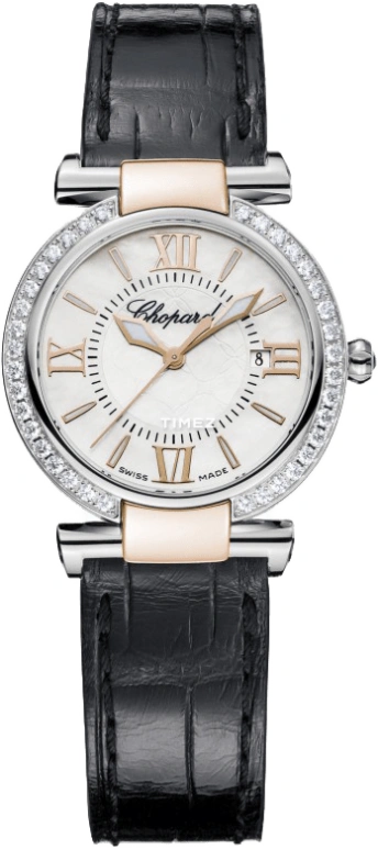 Chopard,IMPERIALE 28mm,28mm,Stainless Steel,Rose Gold,White,Sapphire,Crystal Glass,Rose Gold,Setting,Diamonds,388541,388541-6003