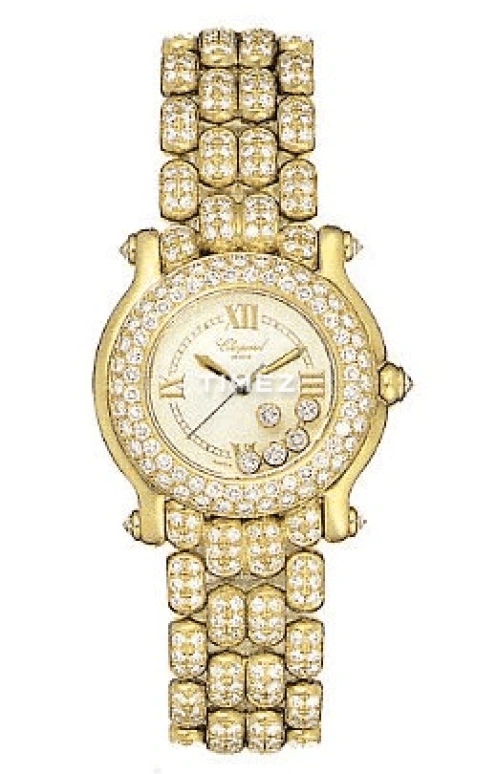 Chopard,Happy Sport 26mm,26mm,Yellow Gold,White,Quartz,Sapphire,Crystal Glass,Round,27,27/6194-20