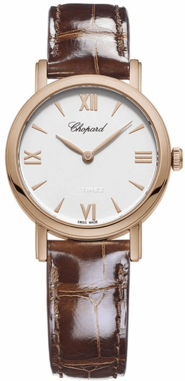 Chopard,Classic 28mm,28mm,Rose Gold,White,Quartz,Sapphire,Crystal Glass,Round,127387,127387-5201