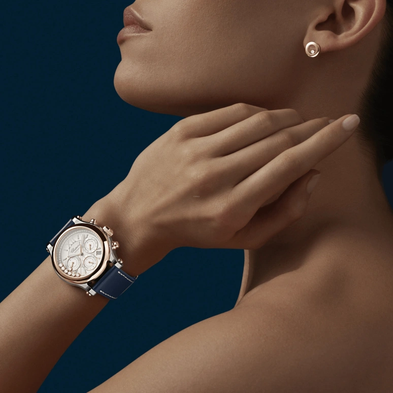 Chopard,Happy Sport 40mm,40mm,Stainless Steel,Ocean Blue,Blue,Silver White,Sapphire,Crystal Glass,Seconds,278615,278615-6001