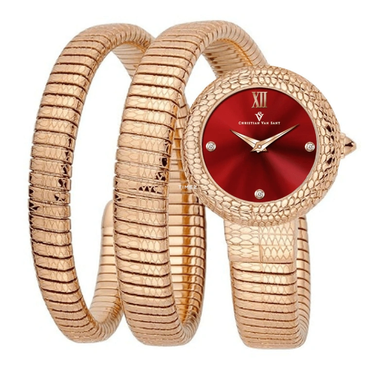 Christian Van Sant,woman 28mm,28mm,Stainless Steel,Red,Quartz,Hardlex,Round,CV0893