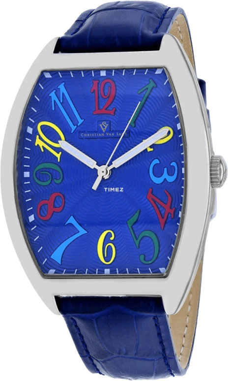 Christian Van Sant,man 54mm,54mm,Stainless Steel,Blue,Quartz,Mineral,Tonneau,CV0373