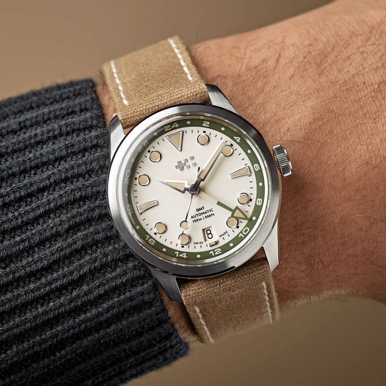 Christopher Ward,C65 38mm,38mm,Stainless Steel,White,Automatic,Day,Dule Time,C65,C65-38AGM3-S00E1-WC