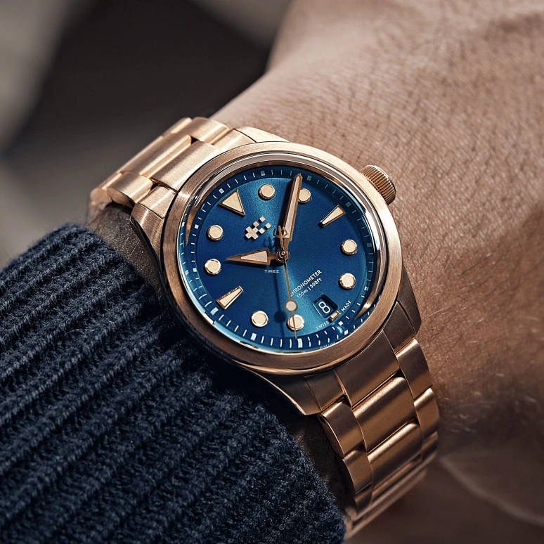 Christopher Ward,C65 38mm,38mm,Bronze,Ocean Blue,Automatic,Day,38hours,C65,C65-38ADC3-B00B0-WB