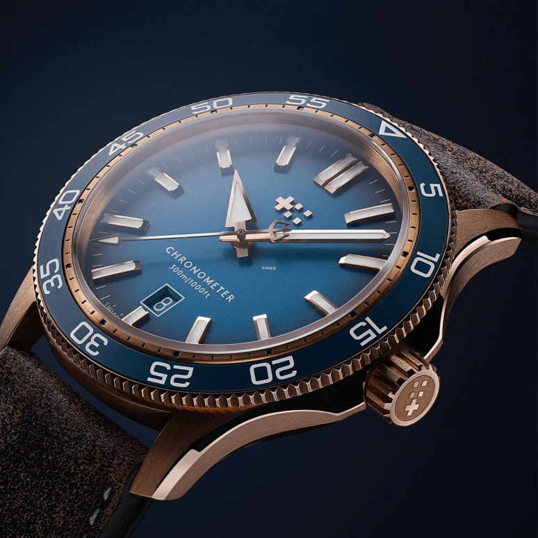 Christopher Ward,C60 42mm,42mm,Bronze,Blue,Automatic,Day,38hours,C60,C60-42ADC31B0BB0-VT