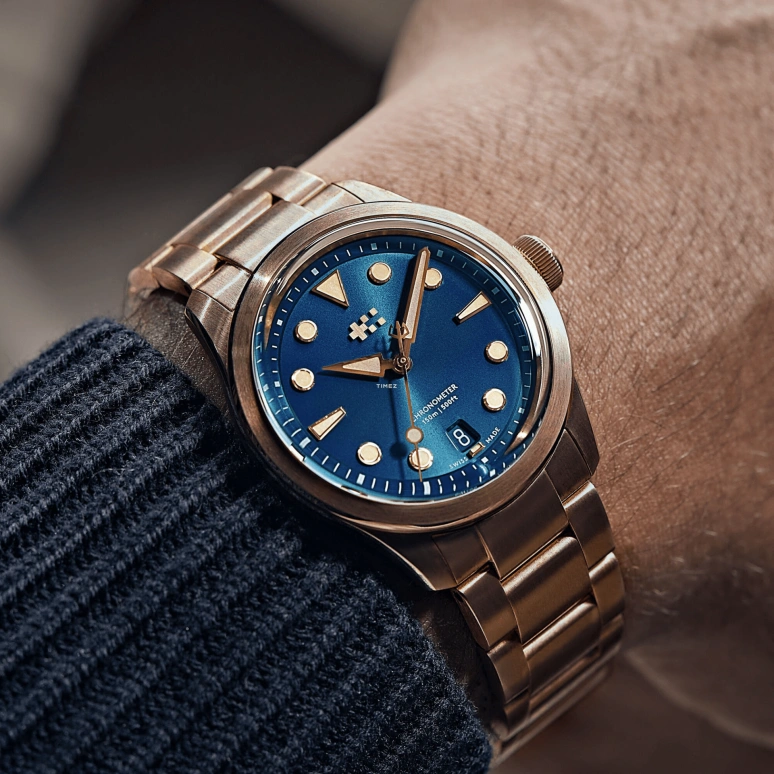 Christopher Ward,C65 38mm,38mm,Bronze,Blue,Automatic,Day,38hours,C65,C65-38ADC3-BP0B0-B0