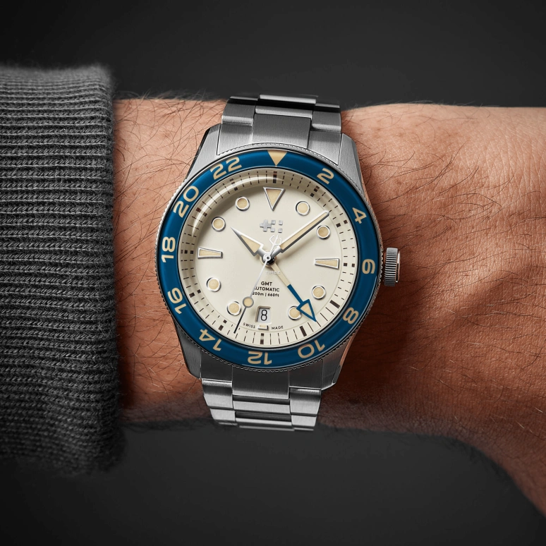 Christopher Ward,C65 41mm,41mm,Stainless Steel,Cream,Automatic,Day,Dule Time,C65,C65-41AGM2-S0BE1-B0