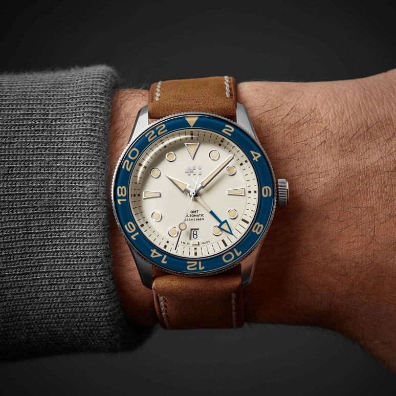 Christopher Ward,C65 41mm,41mm,Stainless Steel,Cream,Automatic,Day,Dule Time,C65,C65-41AGM2-S0BE1-VC