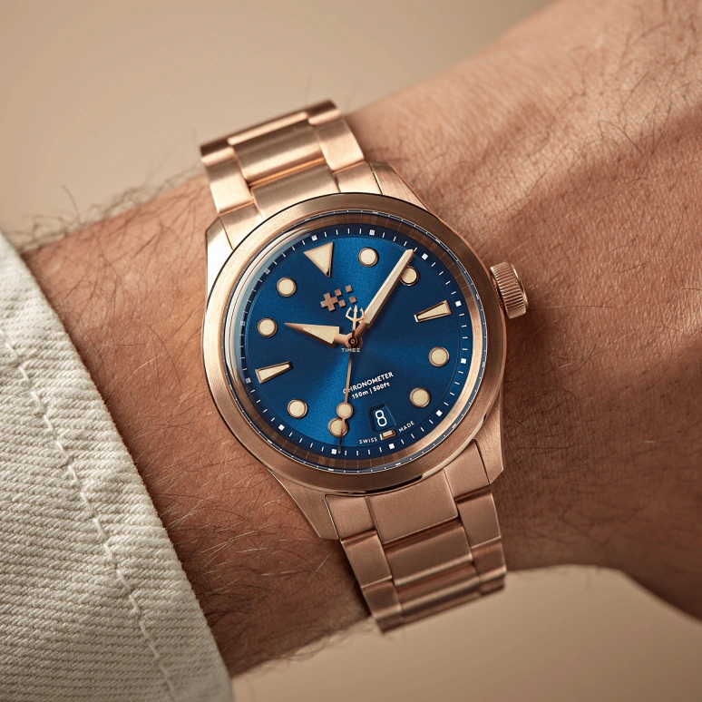 Christopher Ward,C65 38mm,38mm,Bronze,Ocean Blue,Automatic,Day,38hours,C65,C65-38ADC3-B00B0-B0