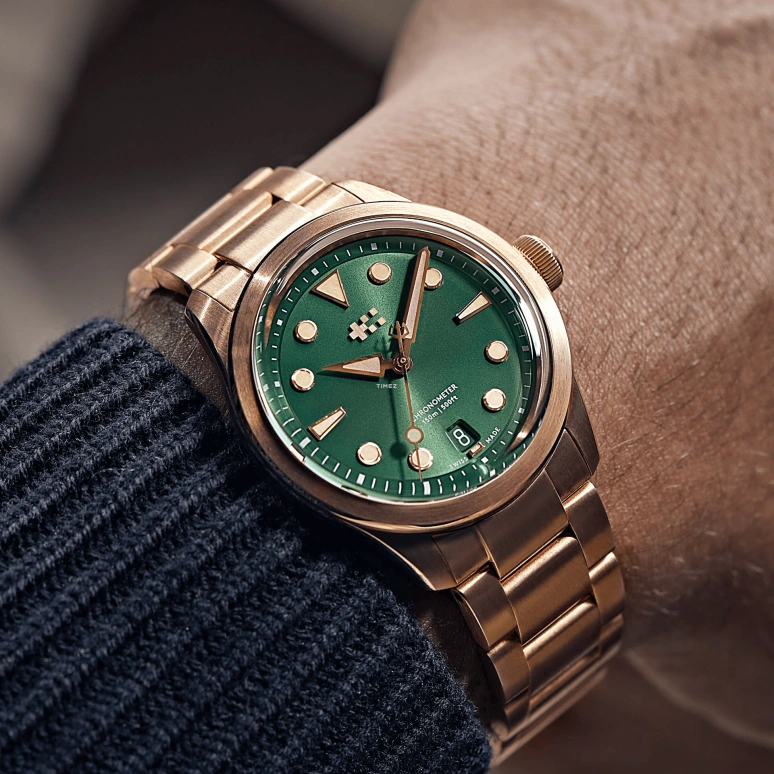 Christopher Ward,C65 38mm,38mm,Bronze,Green,Automatic,Day,38hours,C65,C65-38ADC3-B00V0-VT