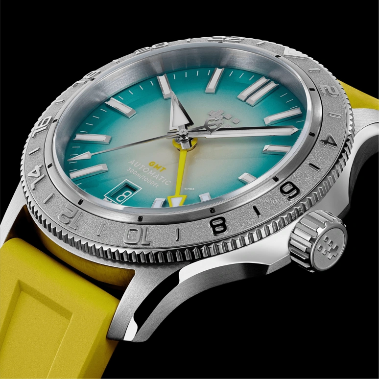 Christopher Ward,C60 40mm,40mm,Stainless Steel,Cyan,Gradient,Automatic,Day,Dule Time,GMT,C60,C60-40AGM31S00V0-B0