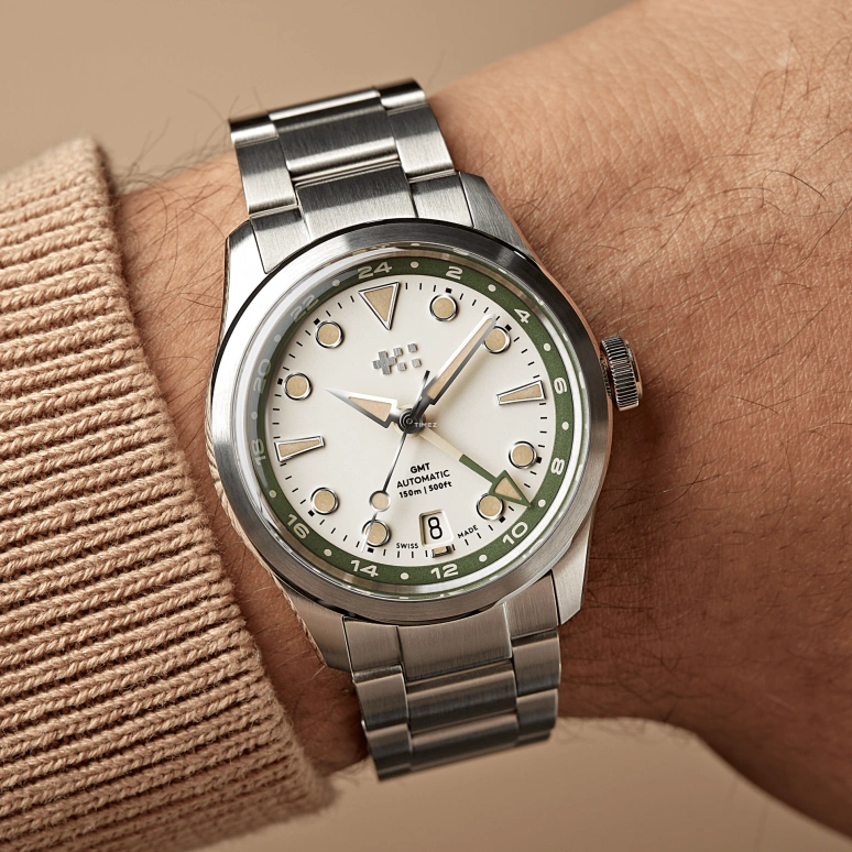 Christopher Ward,C65 38mm,38mm,Stainless Steel,White,Automatic,Day,Dule Time,C65,C65-38AGM3-S00E1-B0
