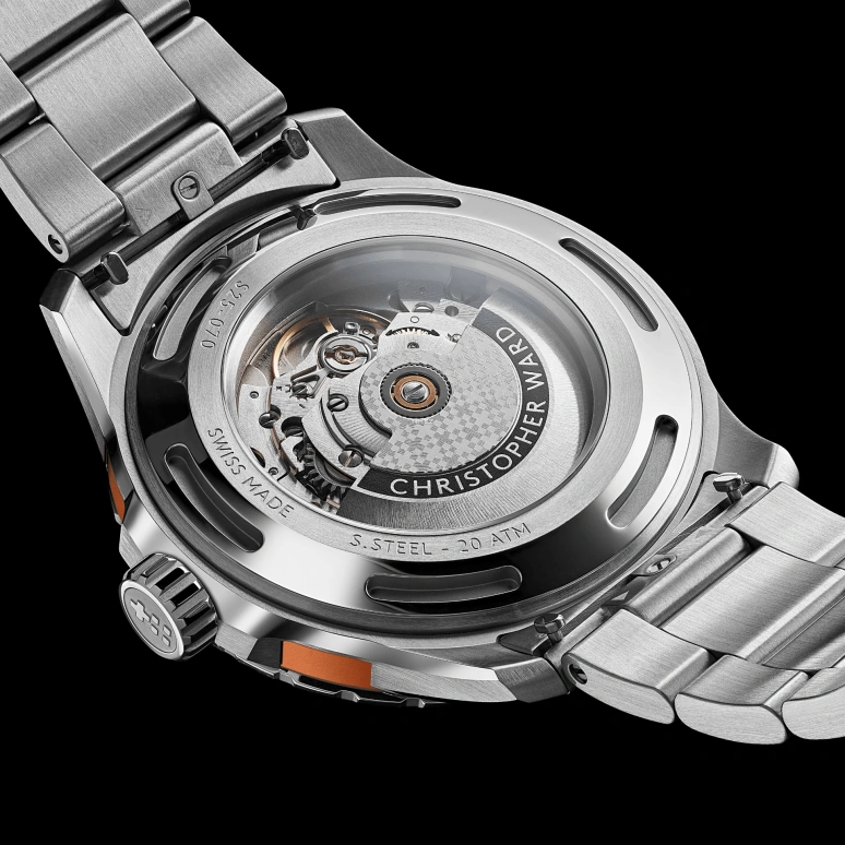 Christopher Ward,C60 44mm,44mm,Stainless Steel,Aluminium,Orange,Automatic,38hours,Sapphire,Crystal Glass,C60,C60-44A3H31S0OO0-B0